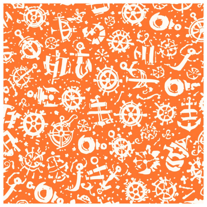 Orange Nautical Icons Comforter, Twin