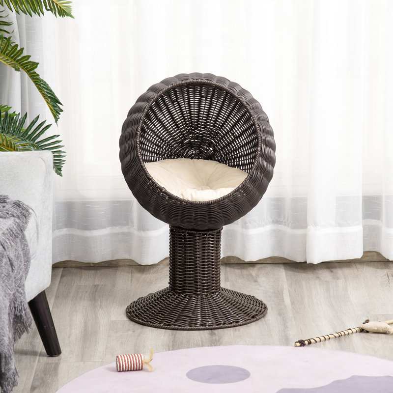 27" Elevated Cat House With Cushion, For Your Feline Create A Peaceful Space