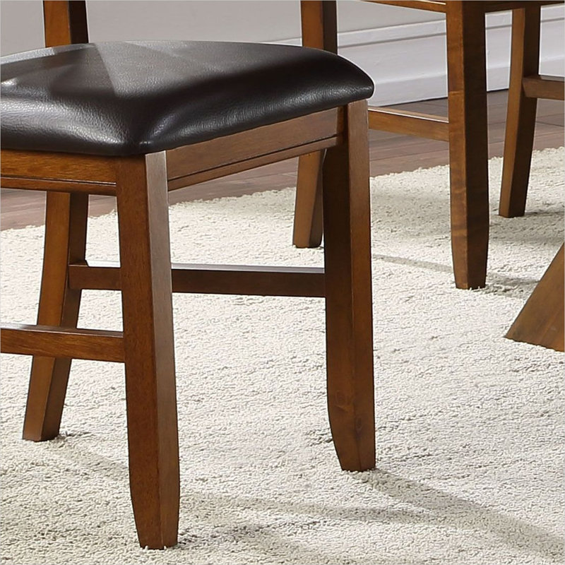 Ensemble de 2 chaises d'appoint en bois avec dossier en X et siège rembourré en polyuréthane espresso pour la cuisine et la salle à manger