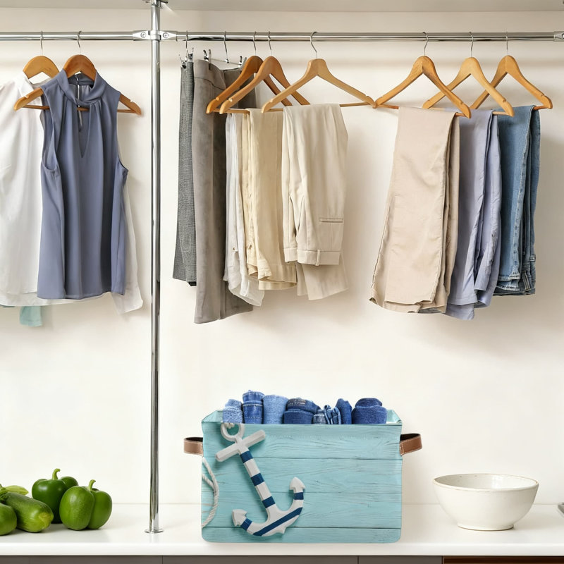 Heavy-Duty Canvas Storage Basket Organizer Bin With Steel Frame, Foldable Fabric Toy Laundry Box For Home Closet Shelf Organization