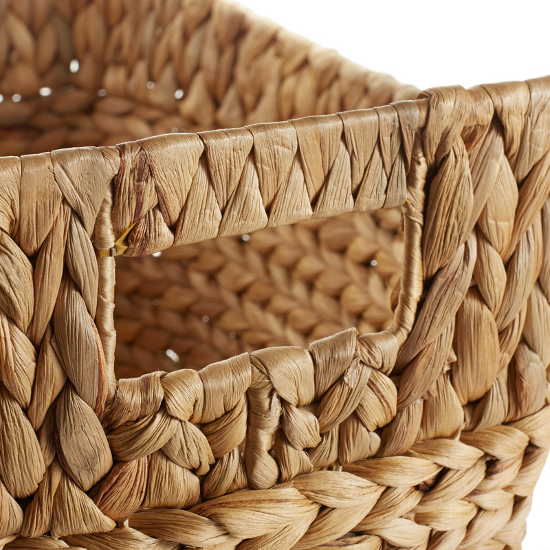 Casafield Oval Storage Baskets with Handles (Set of 3), Woven Water Hyacinth Laundry Baskets