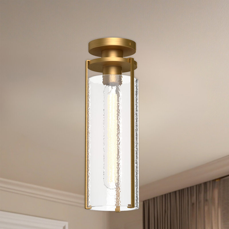 Plafonnier encastré 1 lumière 5,5 po Belmont, Or vieilli / verre d'eau transparent