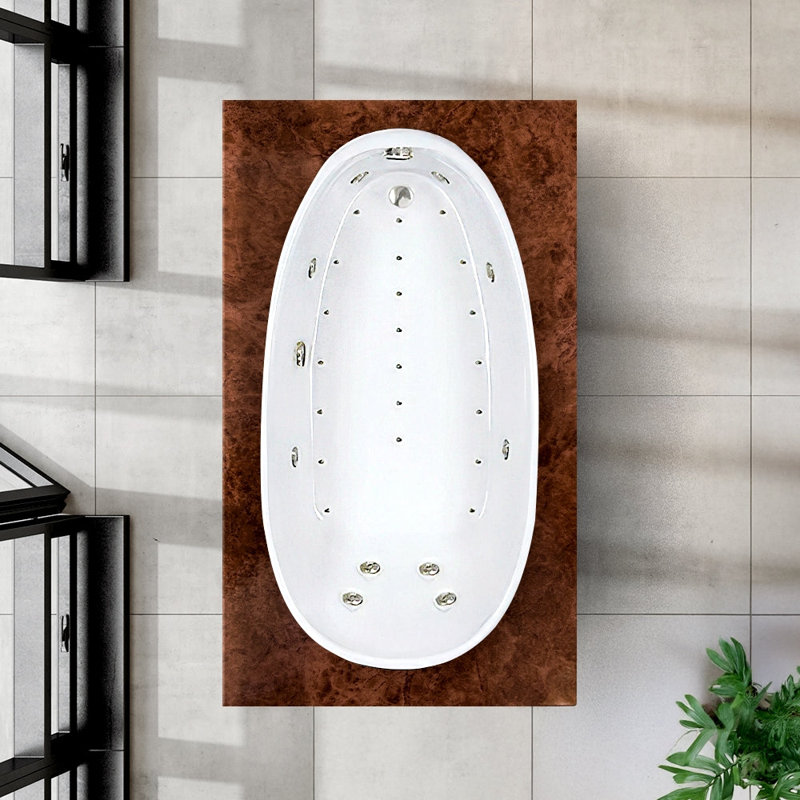 72" L X 36" W Drop In Combination Acrylic Bathtub with Reversible Drain in White