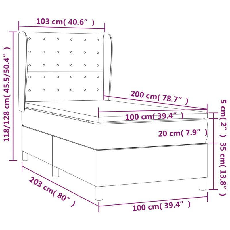 Liang Upholstered Bed, Dark Brown, Twin (100 x 200 cm)