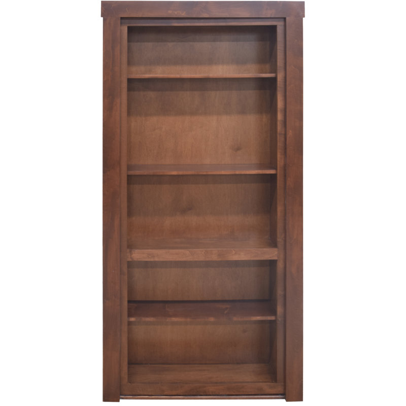 Maple Bookcase Hidden Door, Medium Stain, Outswing Right, 32" x 80"