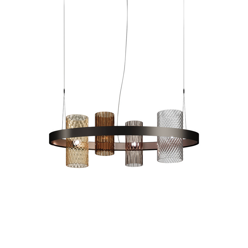 Armonia Suspension Ov1 Multicolor 1 Matt Black Nickel_Matt Copper 2 E12 Ul, Beige;Brown;Clear, Matte Black;Copper