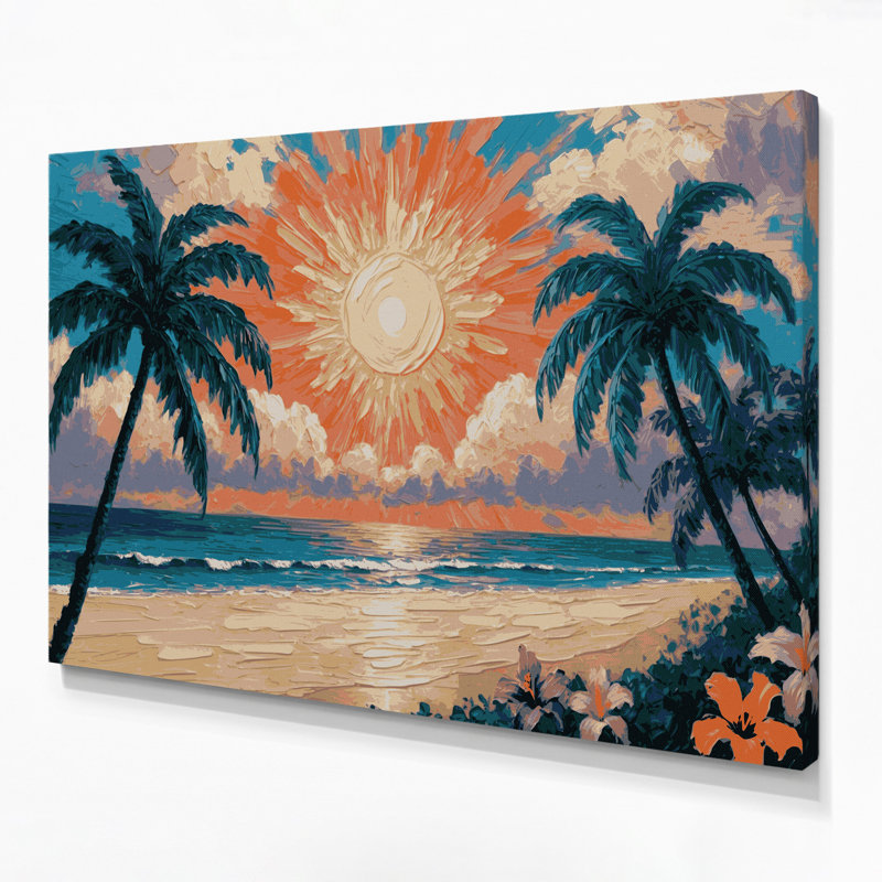Hawaiian Sun Rays, art mural sur toile brune, H 20 po x l 30 po