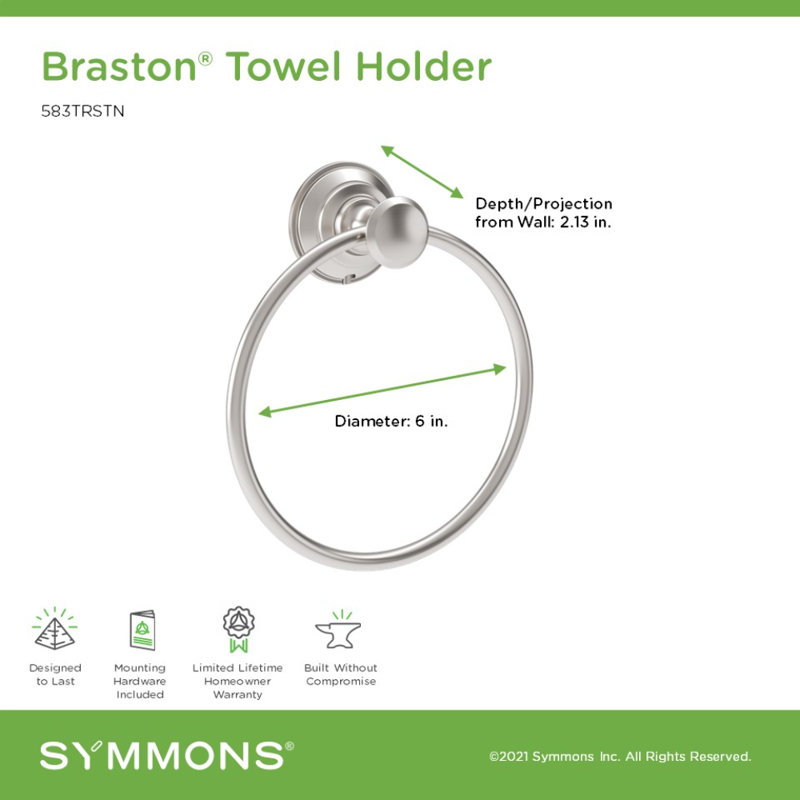 Anneau à serviettes mural Braston, Nickel satiné