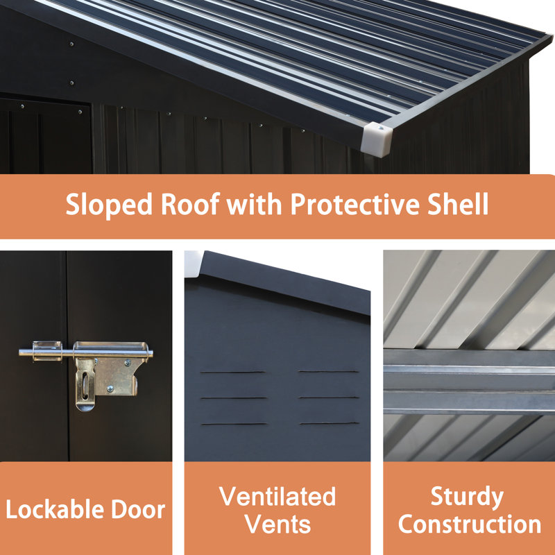 Outdoor Storage Shed, Steel Utility Tool Shed Storage House with Door & Lock, Metal Sheds Outdoor Storage for Garden Patio Lawn Poolside