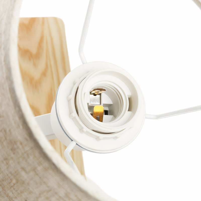 Applique murale de lecture moderne Artin avec ports USB et USB-C, projecteur DEL réglable, abat-jour en tissu et tablette en bois