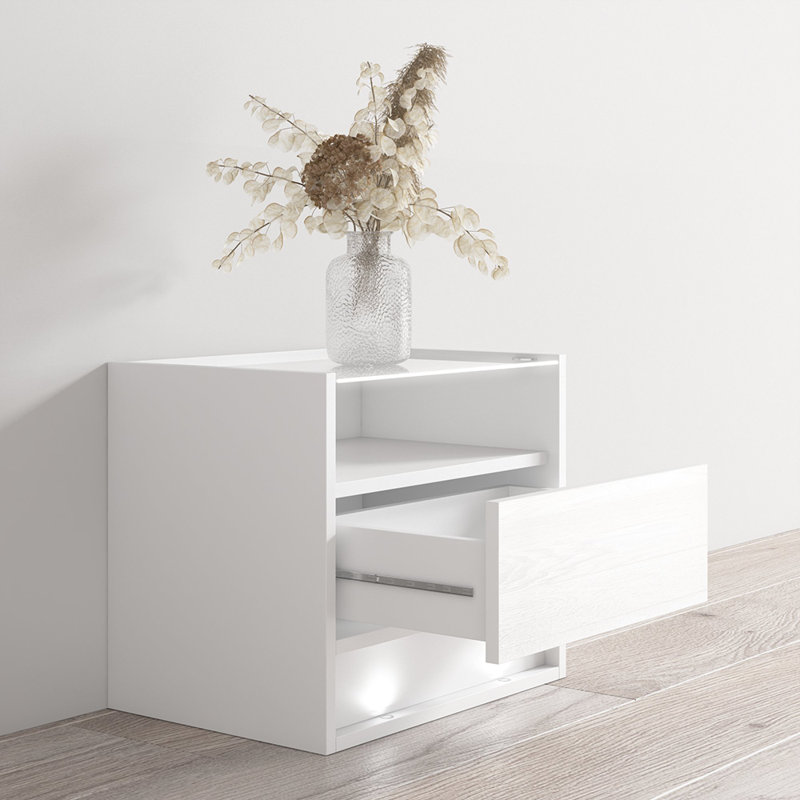 Vision 21.7" Nightstand with 16-Color LED Lighting, High Gloss Finish, White