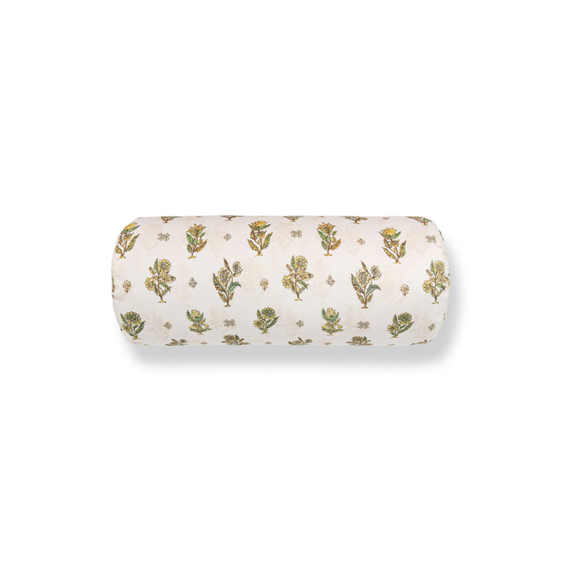 OREILLER CALICO, Lemongrass, Bolster 7"H x 21"W