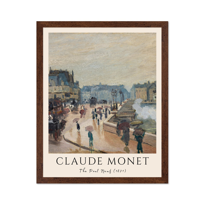Claude Monet - Pont Neuf, Poster, 18"H x 24"W, Brown Framed