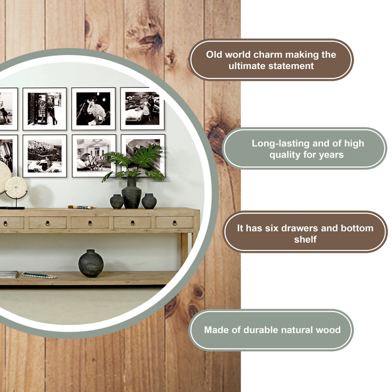 110'' W Solid Wood Console Table