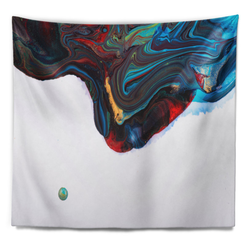 Tapisserie mélange de peinture en acrylique abstrait, H 32 po x l 39 po