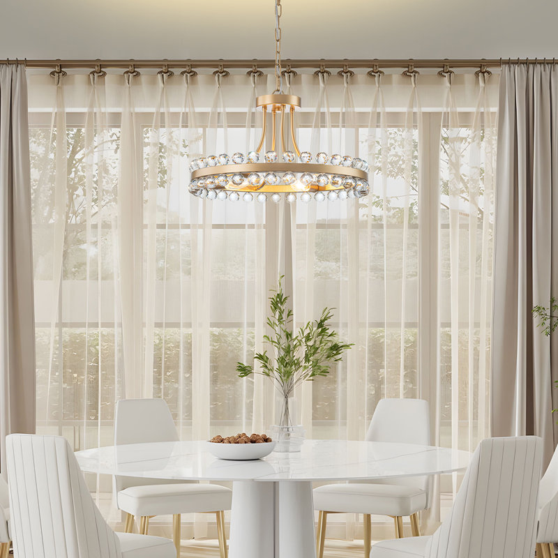 Mion 4 - Light Crystal Candle Style Wagon Wheel Chandelier, Brass