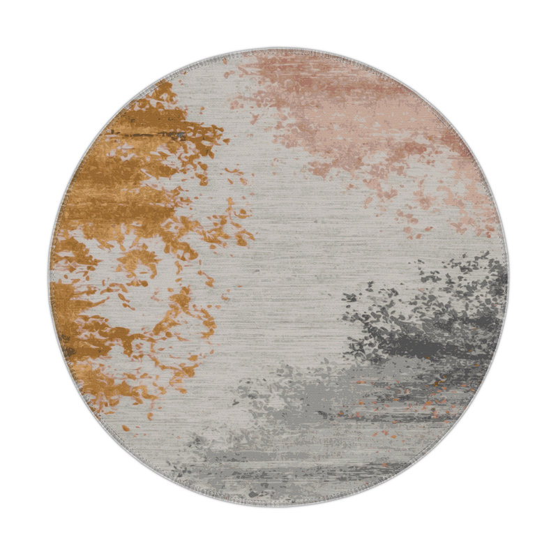 Watercolor Grey Indoor and Outdoor Area Rug, Round 5'