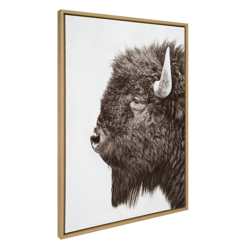 «Bison Profile» par Amy Peterson, reproduction d'art sur toile encadrée, H 38 po x l 28 po x P 1,62 po