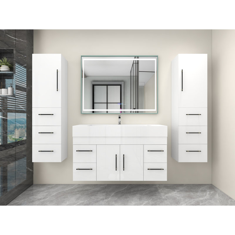 Ensemble de meuble-lavabo simple 48 po, Blanc ultrabrillant