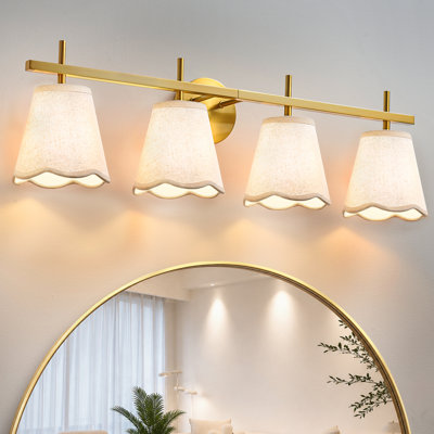 Modern Linen Shade Bathroom Vanity Light, 2/3/4-Light Dimmable Wall Sconce Fixture For Bathroom Mirror, Bedroom & Hallway