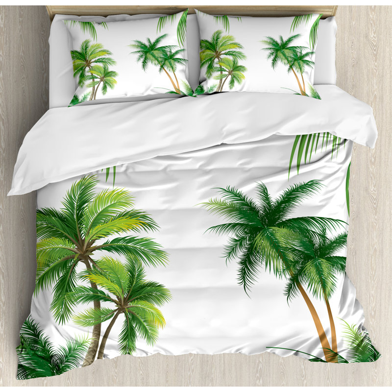 Coastal Floral Duvet Cover, King Duvet Cover + 2 King Shams