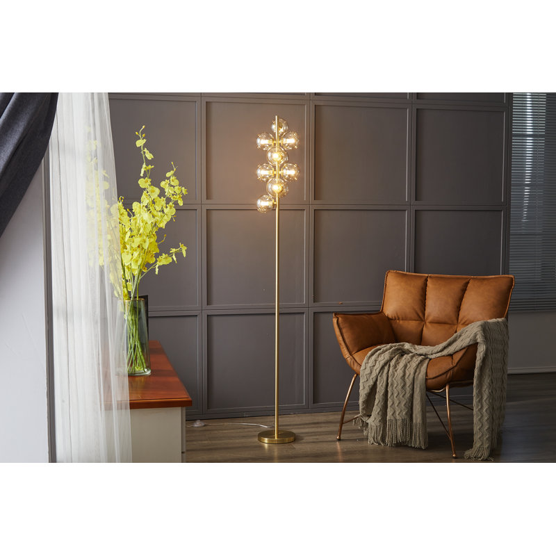 Greiner 169cm Novelty Floor Lamp, Satin Gold, Cognac