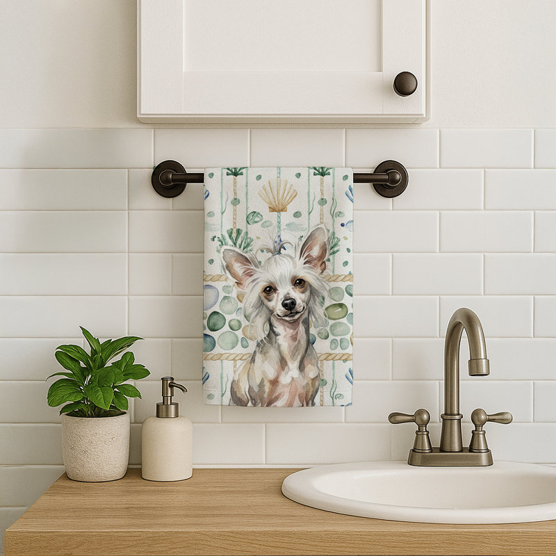 Serviette de cuisine en verre de mer, Motif chiné sans poils