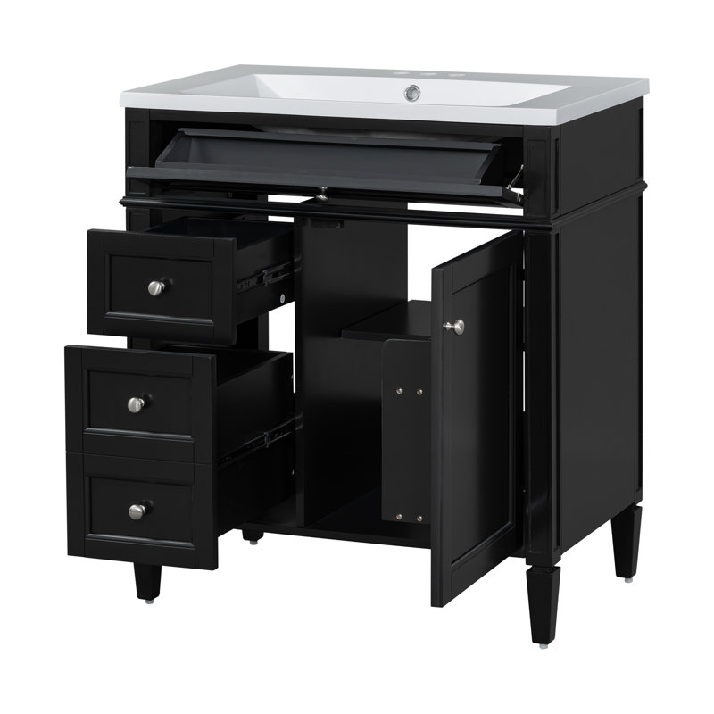 Windrim 30'' Single Bathroom Vanity  with Top Sink, Black