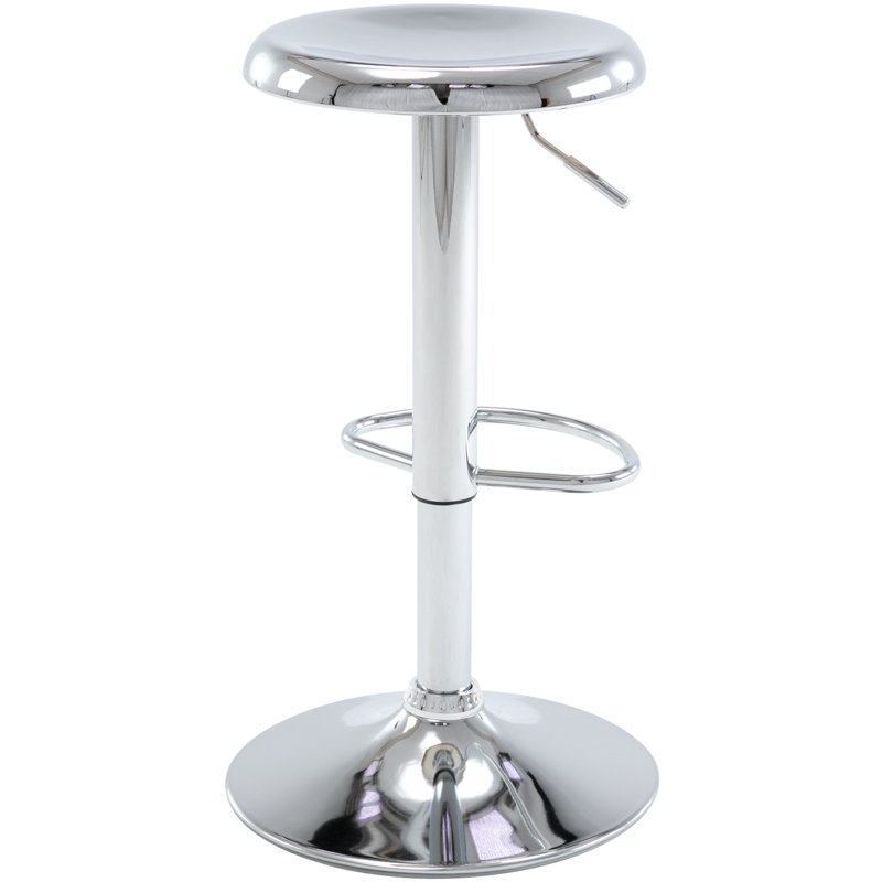 Kikuye Swivel Counter Stool with Metal Frame, Chrome