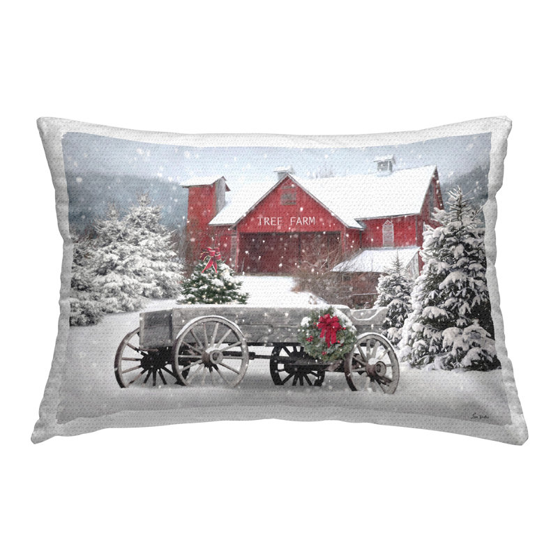 Coussin d'extérieur Tree Farm Wagon Scene par Lori Deiter
