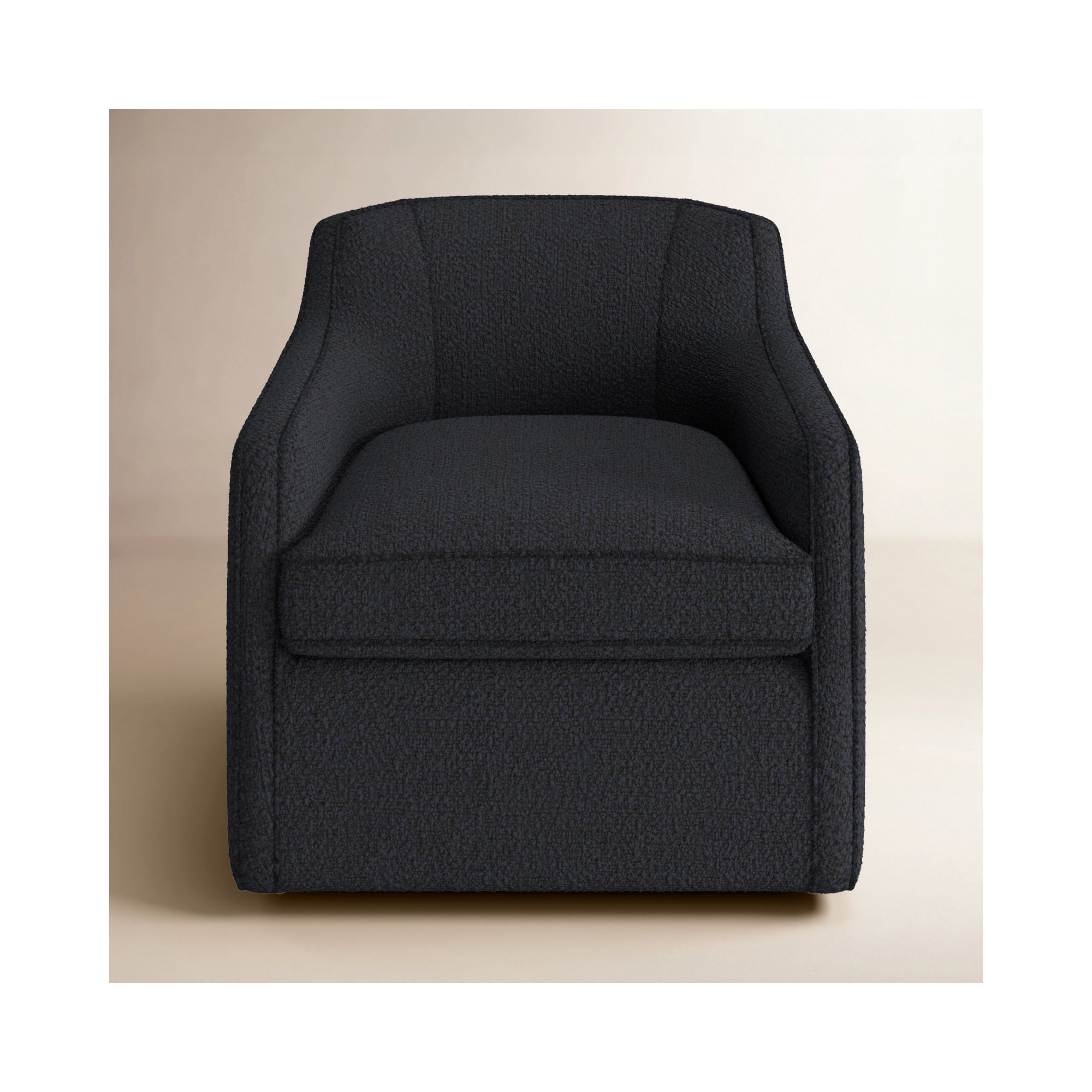 Marietta Upholstered Swivel Armchair, Davis Ink Performance Bouclé