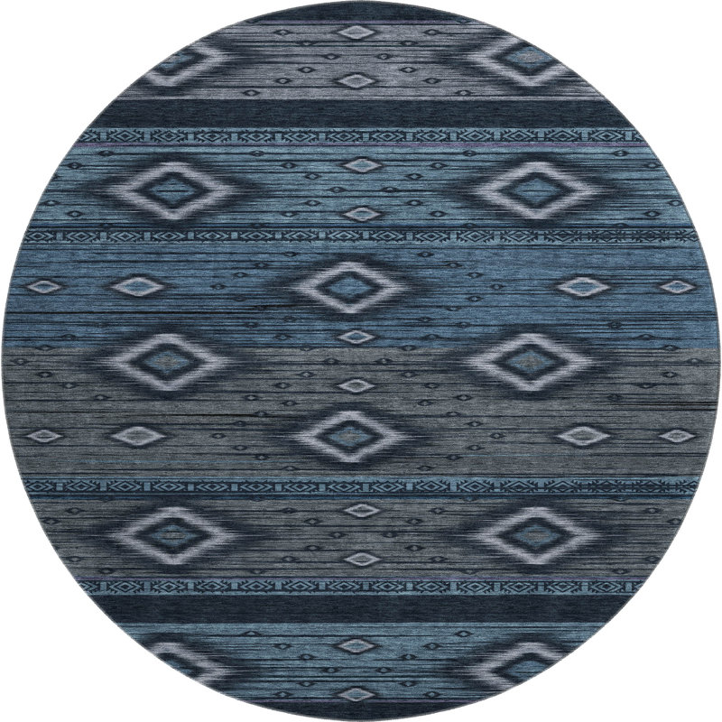 Premium Machine Washable Ralston AMF1943 Tribal Rug, Round 8'