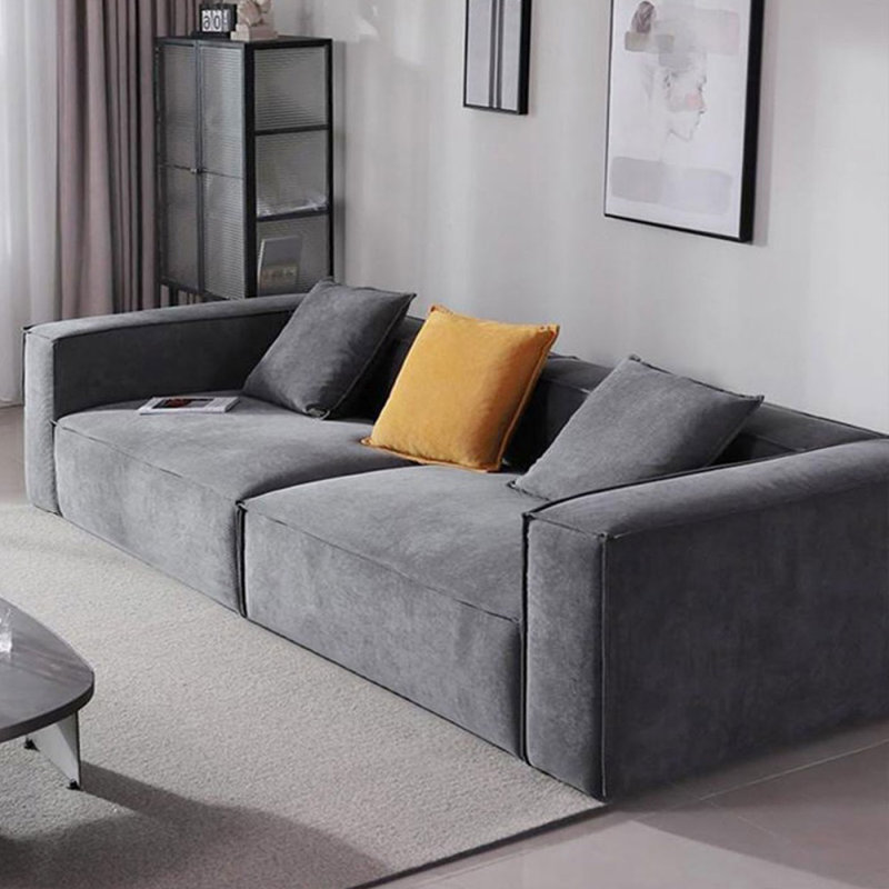 Coussin gris en velours côtelé, H 27,56 po x l 94,49 po x P 37,40 po, 3