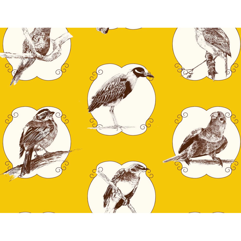 Papier peint oiseaux Makaya d'Haïti, Moutarde