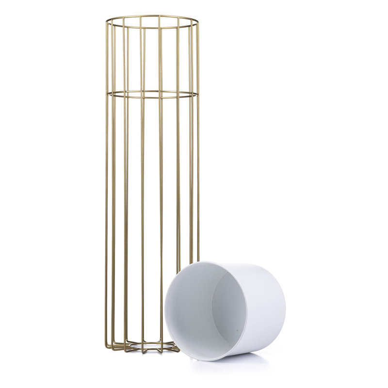 Aristes Plant Stand, White/Gold