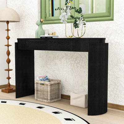 Console rétro en bois avec deux tiroirs dissimulés