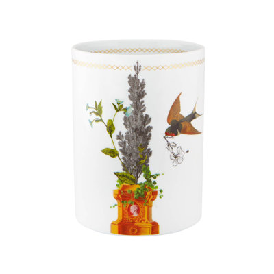 Petit vase de table en porcelaine 7,9528 po blanc / orange / petites Petites