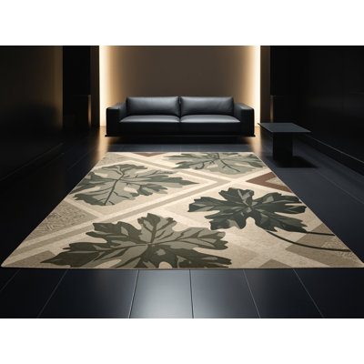 Tapis beige à motif géométrique lavable à la machine Ottwell Cilantro