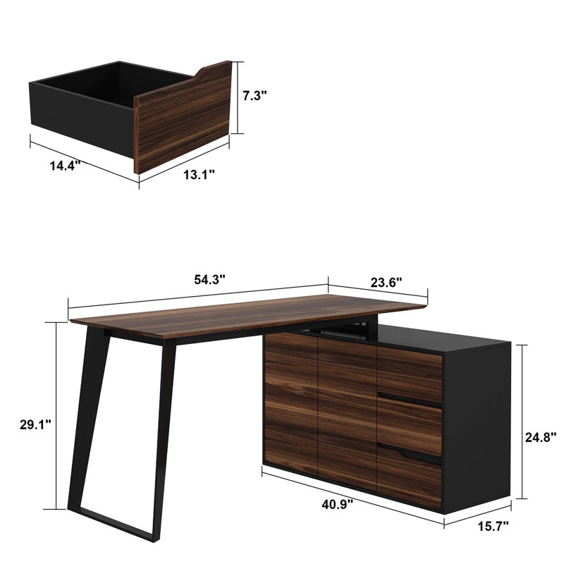 L-Shaped Metal Base Computer Desk
