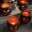 Ensemble de 6 décorations de table d'Halloween, bougeoirs en verre noir avec lanternes Jack O Lanterns et décorations d'Halloween