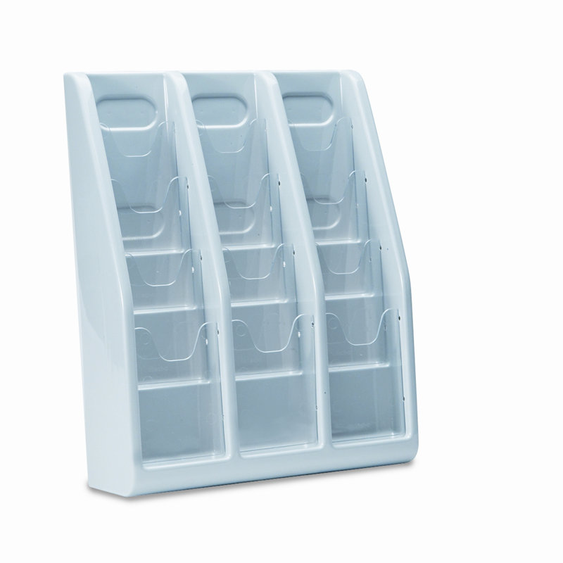 Gray and Clear Multi-Tier Literature Holder with 12 Compartments