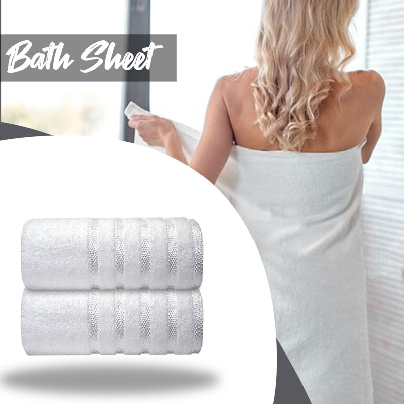 Mikeshia Premium Jumbo Bath Sheet Set, White