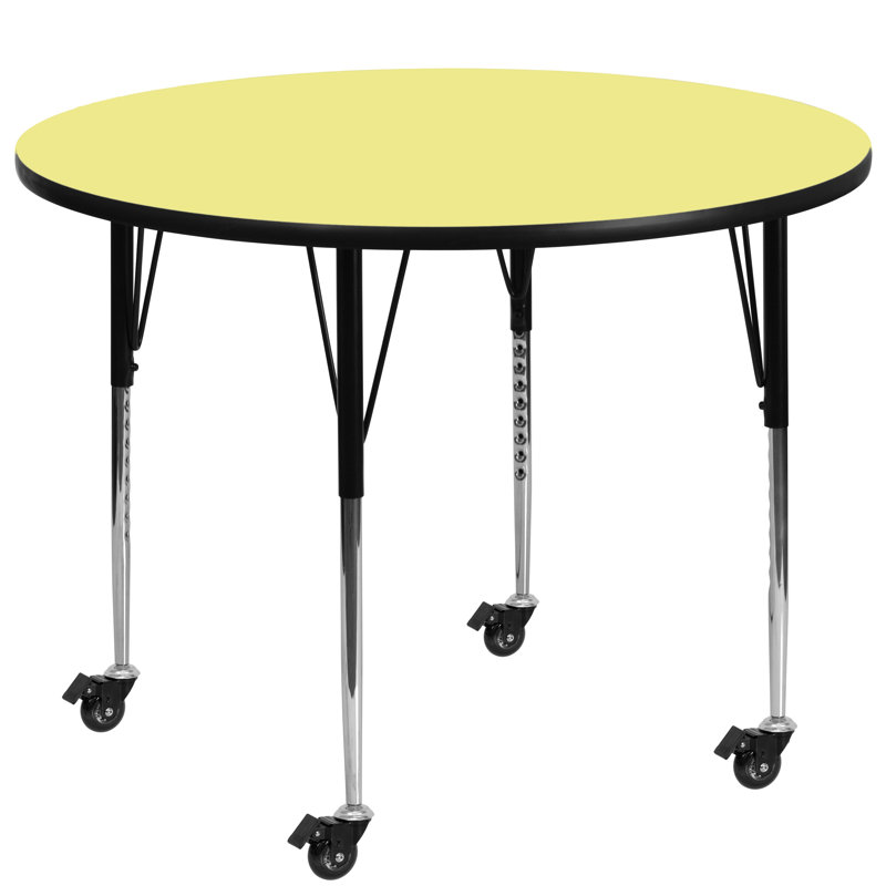 Table ronde mobile en stratifié Goddard, L 42 po x P 42 po x H 22,25 po à 30,37 po, Jaune