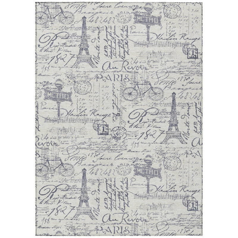 Tapis de fantaisie Husby ACN2209 intérieur / extérieur lavable à la machine, Rectangle 5 pi x 7 pi 6 po