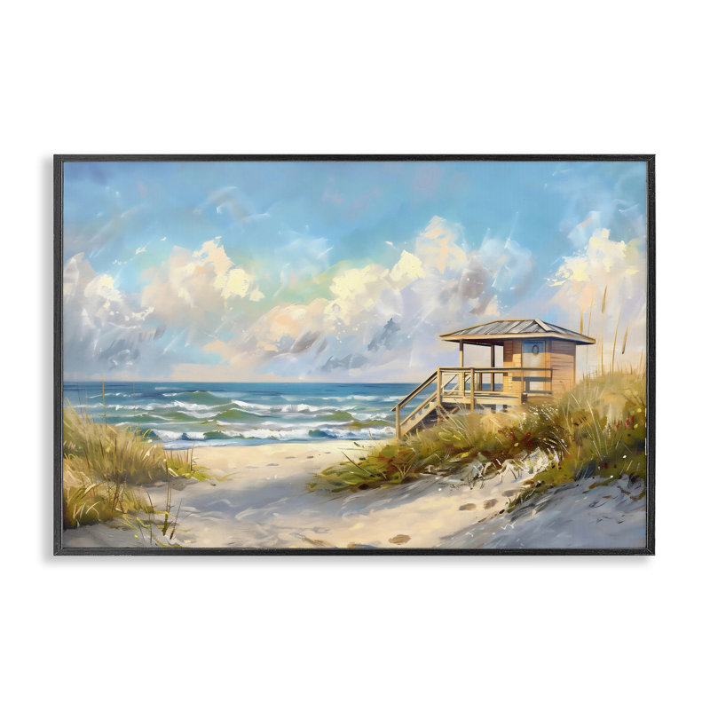 Giclée encadrée par Beach Life Mirage Lifeguard Hut, design par LSR Design Studio, H 16 po x l 24 po