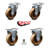 4 Inch High Temp Phenolic Wheel Swivel Top Plate Caster Set with 2 Rigid SCC