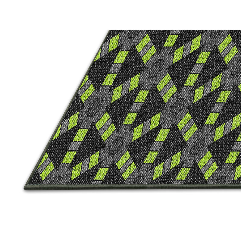 Tapis noir/vert à motifs, Rectangle 4 pi x 6 pi