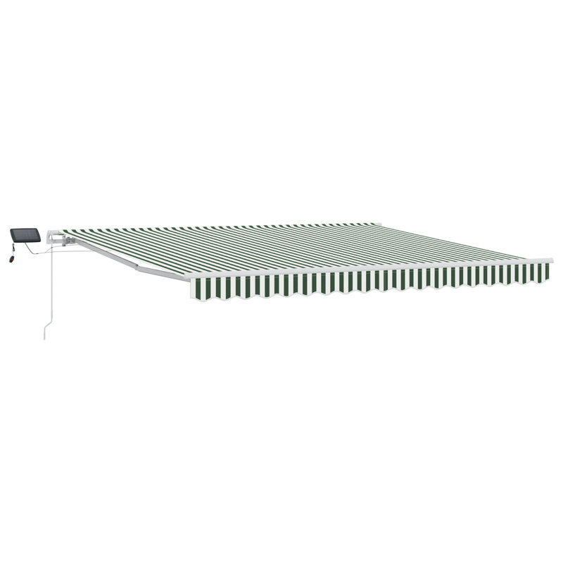 Brayden Studio Retractable Patio Awning, Green/White Striped, 400 cm W x 300 cm D