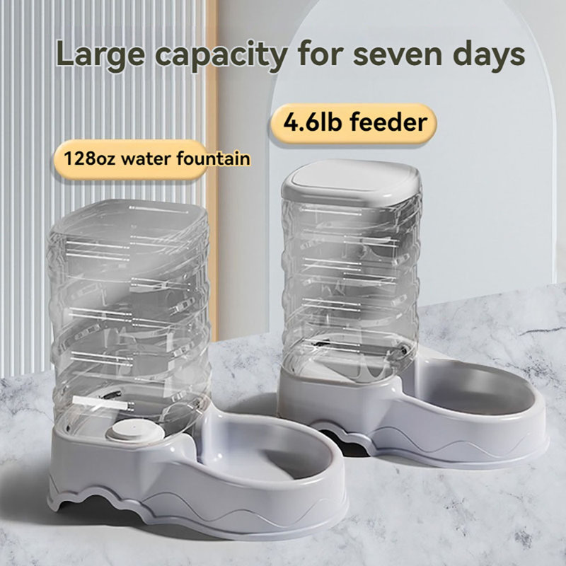 128oz. Automatic Water Dish/Automatic Feeder, Gray