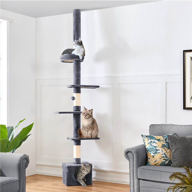 Arbre à chat de 7,4 à 8,7 pi du sol au plafond, Gris foncé